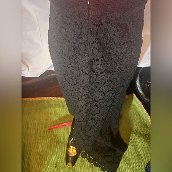 Theory Black Crochet Halter Gown | Open-Back Evening Dress | Size 6 - Picture 8 of 12